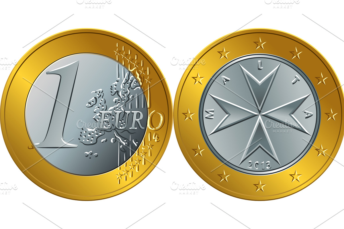 vector Maltese money gold euro coin, a Work Illustration by kavalenkava
