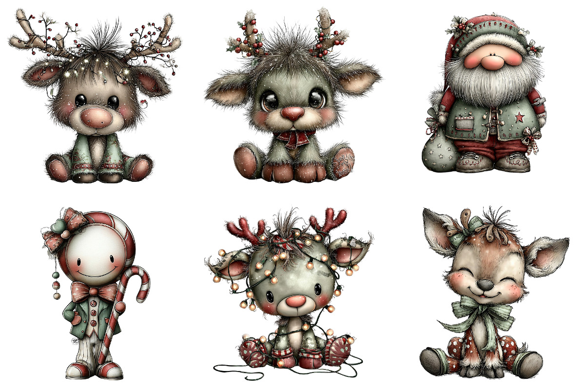 Whimsical Cute Christmas Clipart, an Illustration by DreamArtGraphic (Photo 4 of 5)