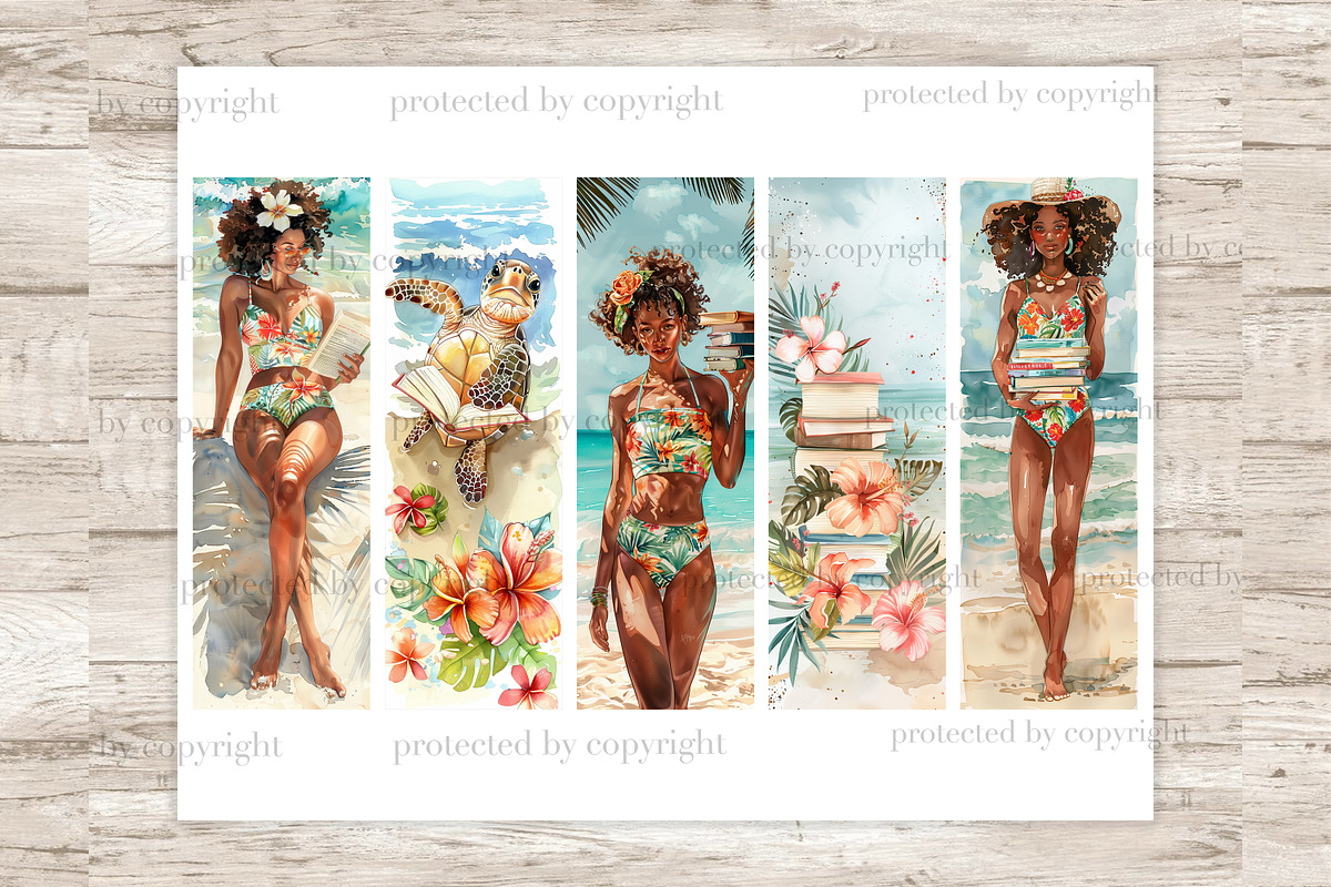 Beach Bookmarks | Summer Printable, a Seasonal Illustration by GlamArtZhanna (Photo 3 of 3)
