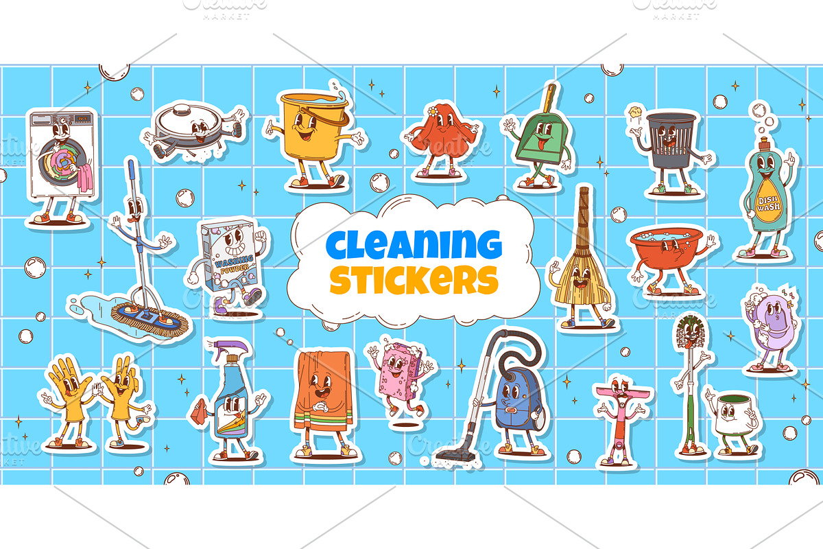 Groovy characters stickers, an Object Illustration by Buch&Bee