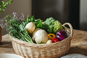 Cozy rustic kitchen - wicker basket, a Food & Drink Photo by MistyDay