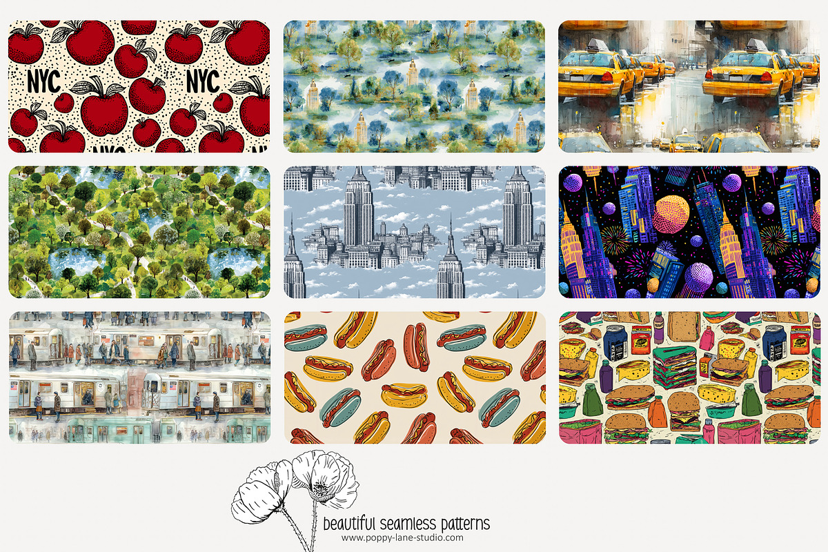 70 New York City seamless pattern, a Pattern Graphic by Poppy Lane Studio (Photo 4 of 10)