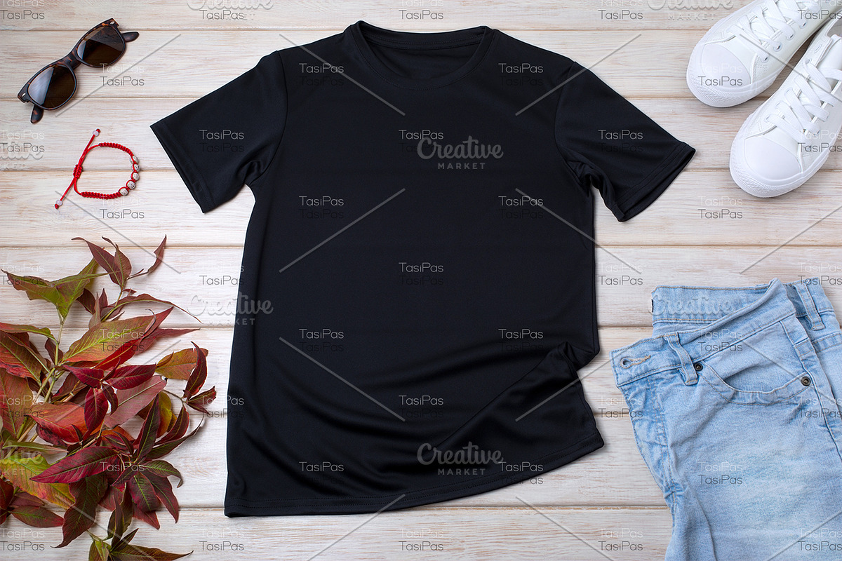 T-shirt mockup with grass & bracelet, a Print Template by TasiPas (Photo 3 of 4)