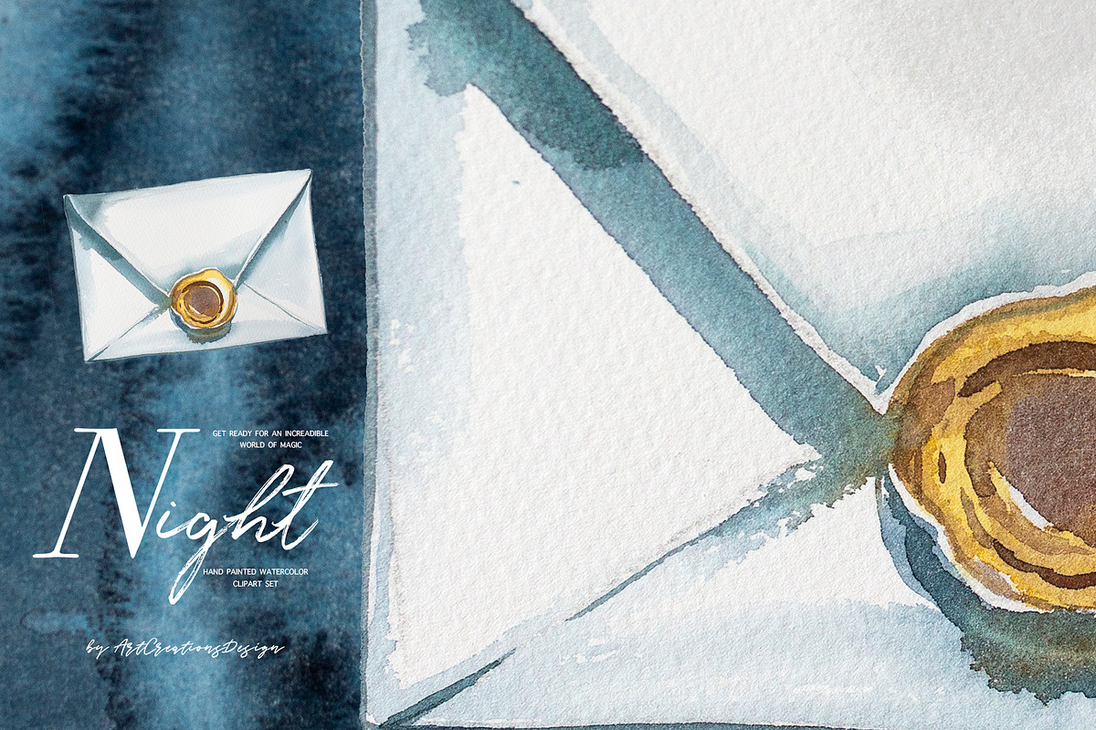 Hand-Painted Night Clipart Set, an Animal Illustration by ArtCreationsDesign (Photo 4 of 29)