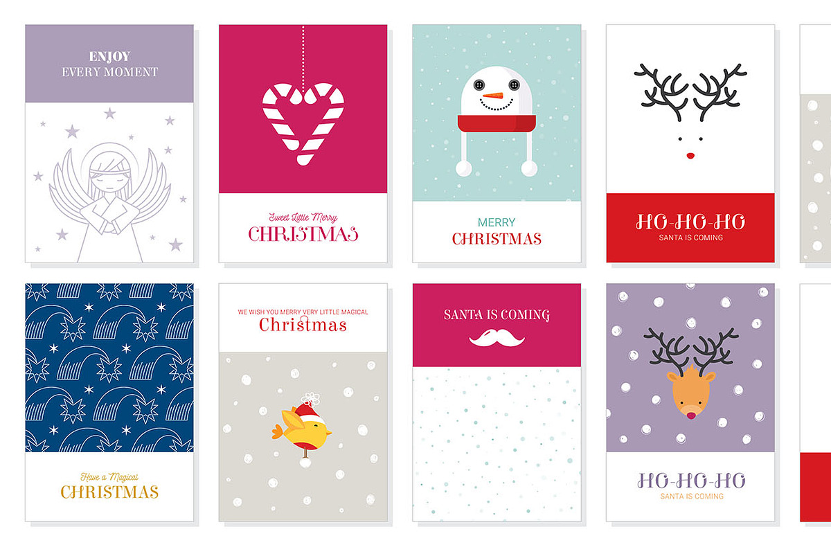 50 Christmas Greeting Cards Set, a Poster Template by Pingebat (Photo 5 of 9)