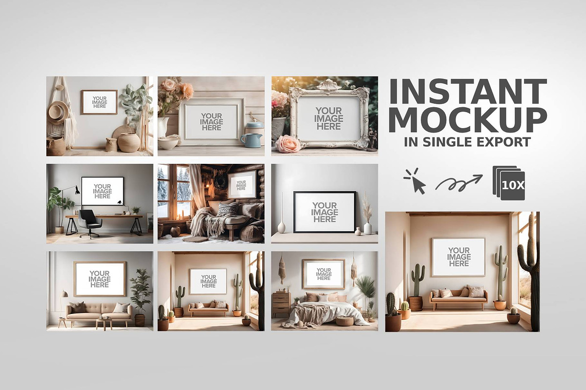 Landscape Blank Poster Frame Mockup, a Merchandise Mockup by positvtplus (Photo 2 of 4)