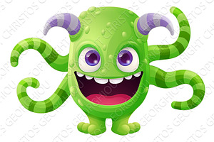 Monster Alien Cute Cartoon Funny, an Illustration by Christos Georghiou