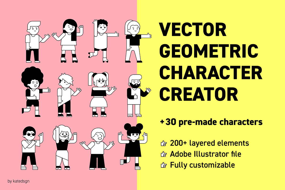Vector Geometric Character Creator, a Person Illustration by Katedsgn (Photo 1 of 7)