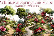 Whimsical spring landscape Clipart, an Illustration by Designworld (Thumbnail 1 of 7)