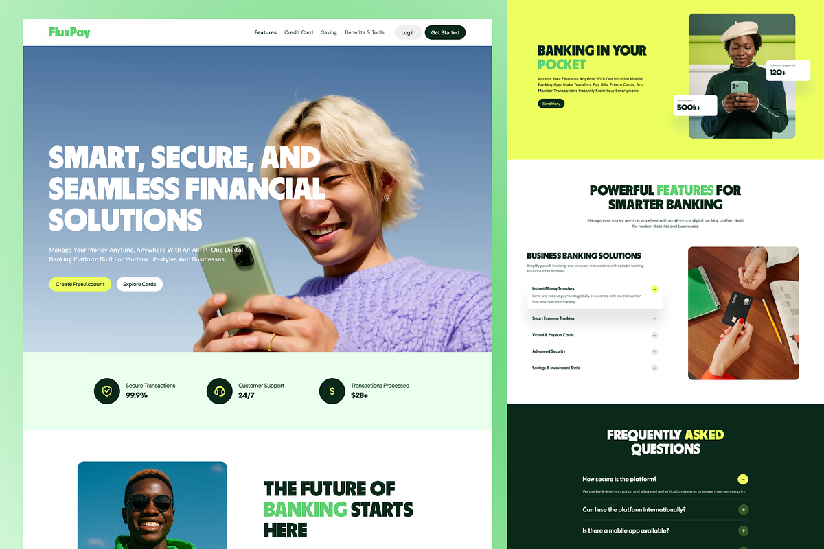 Fintech Banking Landing Page Website, an UI Kit Template by Ahmed Rubel (Photo 2 of 3)