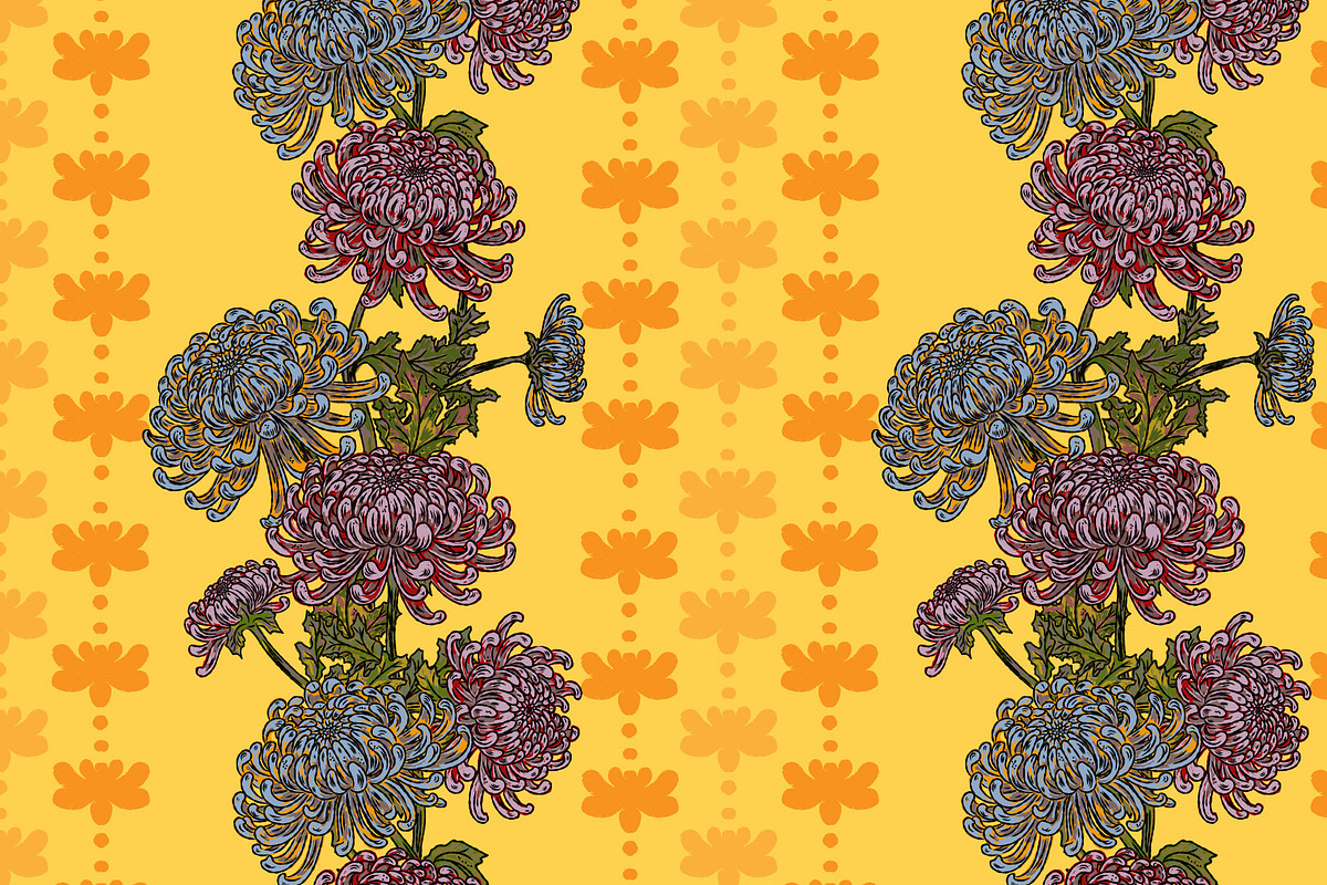 Chrysanthemum Floral Folk Motif, a Pattern Graphic by NayaChu (Photo 1 of 9)