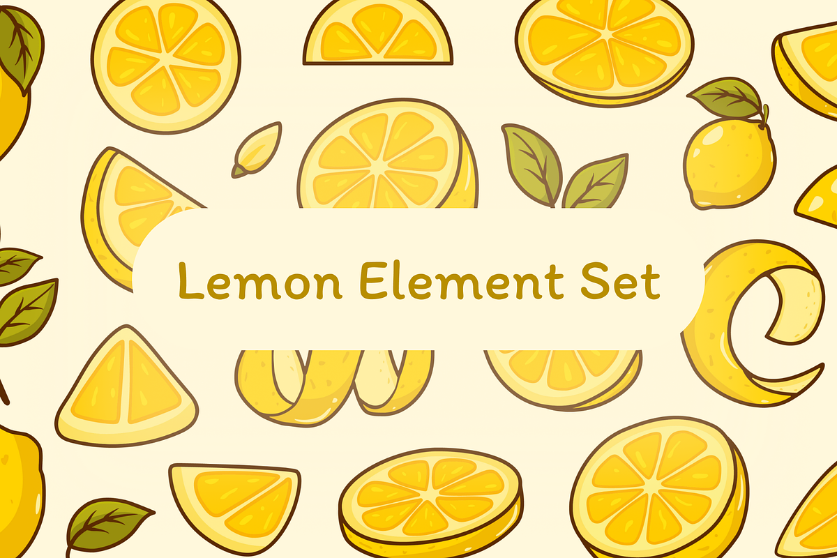 Lemon Element Set, a Food Illustration by Laimmilka (Photo 1 of 3)