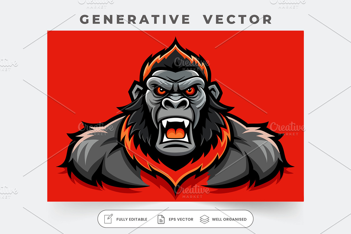 A bold gorilla mascot displays inten, a Graphic by Iftikhar Alam