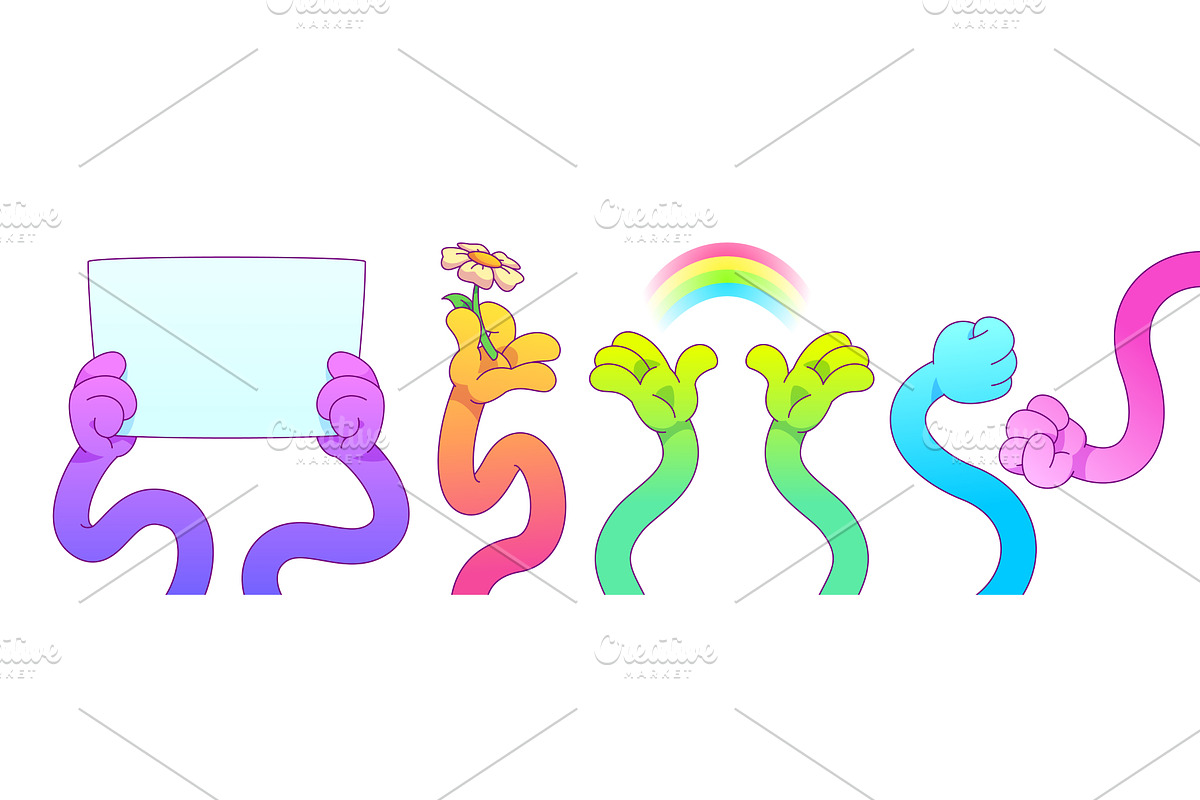 Flexible colorful cartoon hands, a Person Illustration by art PVP - market