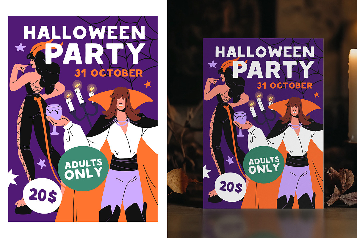 Halloween people set, banner, poster, a Person Illustration by PaperTrident (Photo 11 of 14)