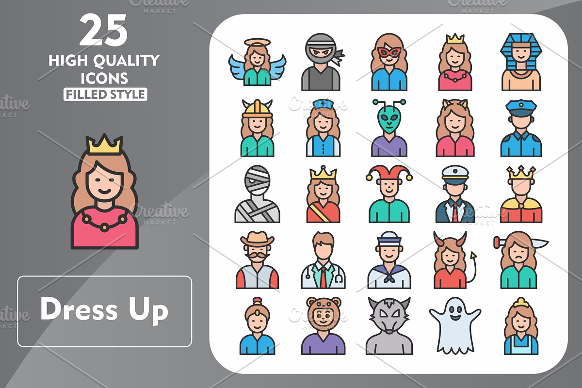 Dress Up 25 Line Filled Icons, an Icon by Pexelpy