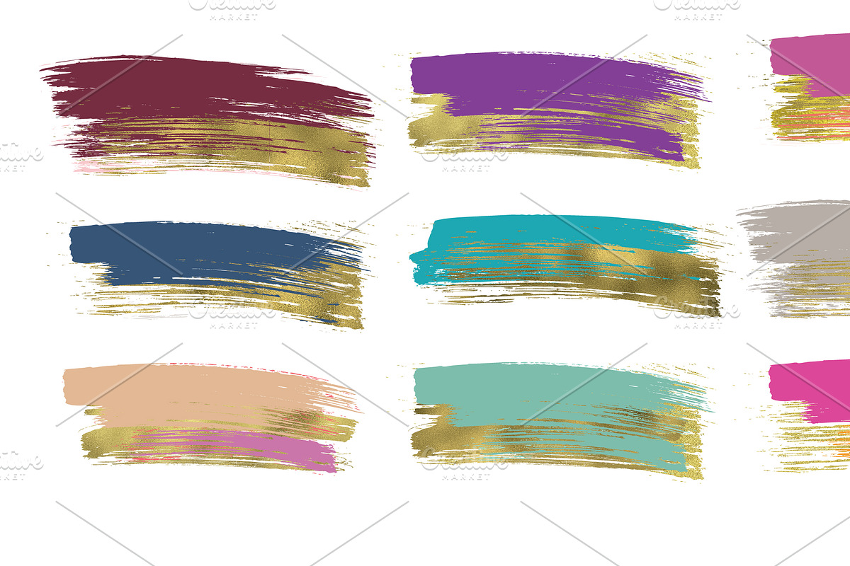gold foil paint brush strokes, a Graphic by Freshmint Paperie (Photo 2 of 2)