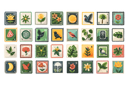 Cartoon Different Postage Stamps, an Object Illustration by LadadikArt