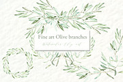 Olive branches. Watercolor clipart., an Illustration by LABFcreations (Thumbnail 2 of 4)