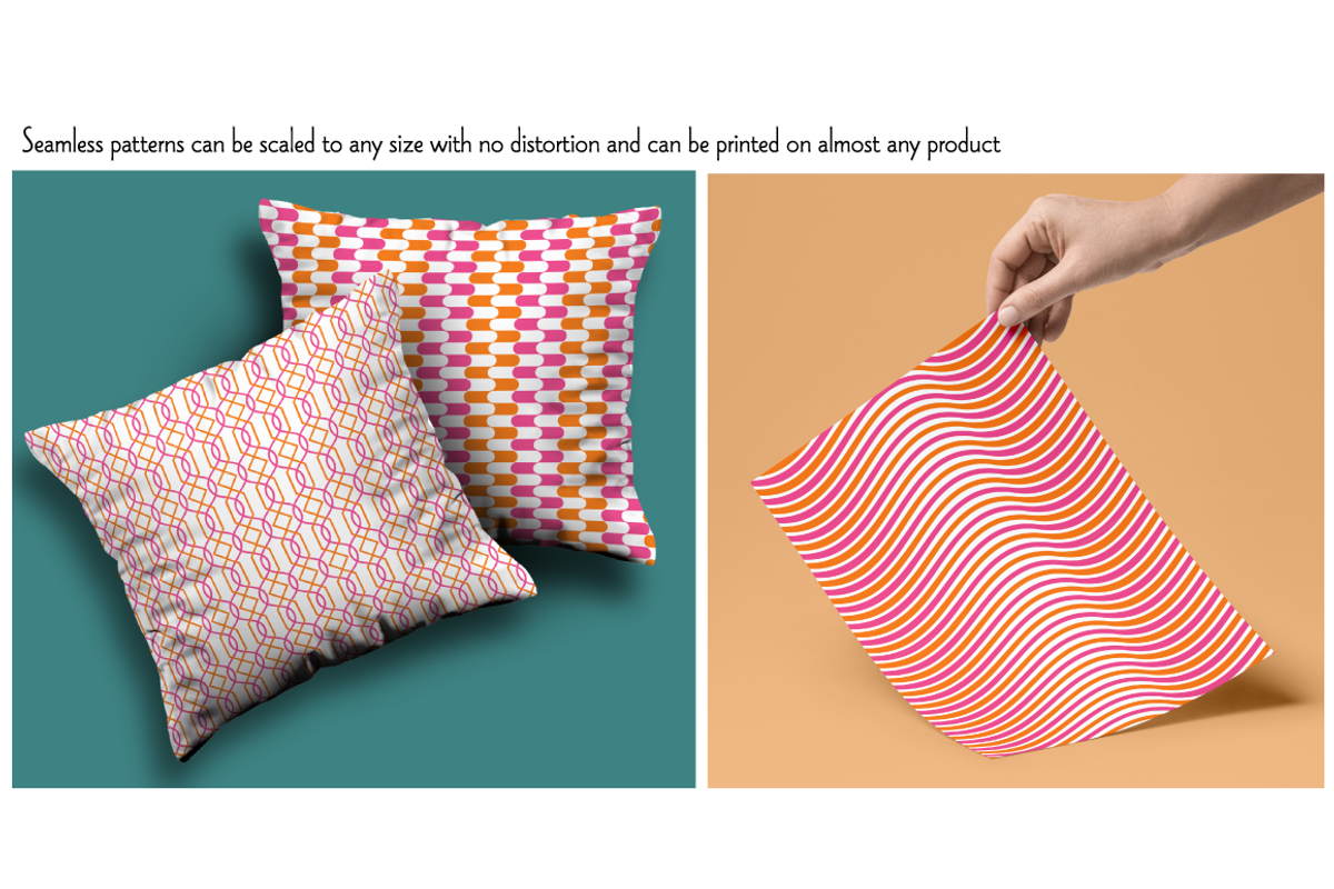 Seamless Pink Orange Mod Geometrics preview 3