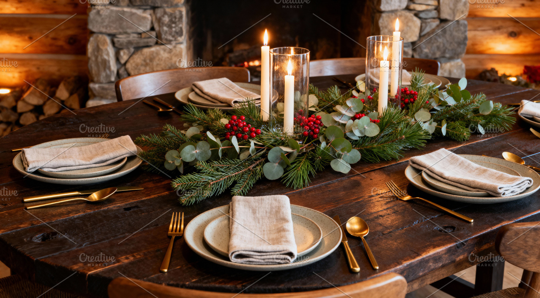 Cozy Holiday Dining Table Setting, an Architecture Photo by Virgo Studio