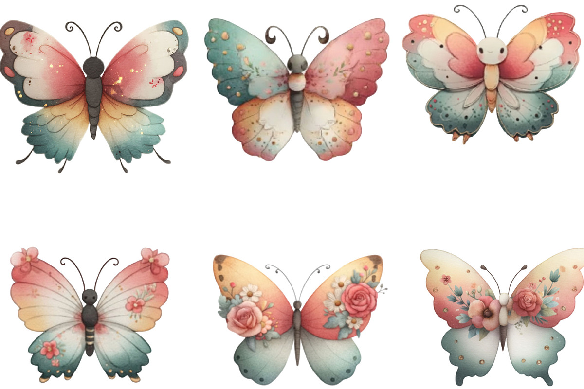 Whimsical Butterfly Clipart, an Illustration by Designking (Photo 2 of 5)