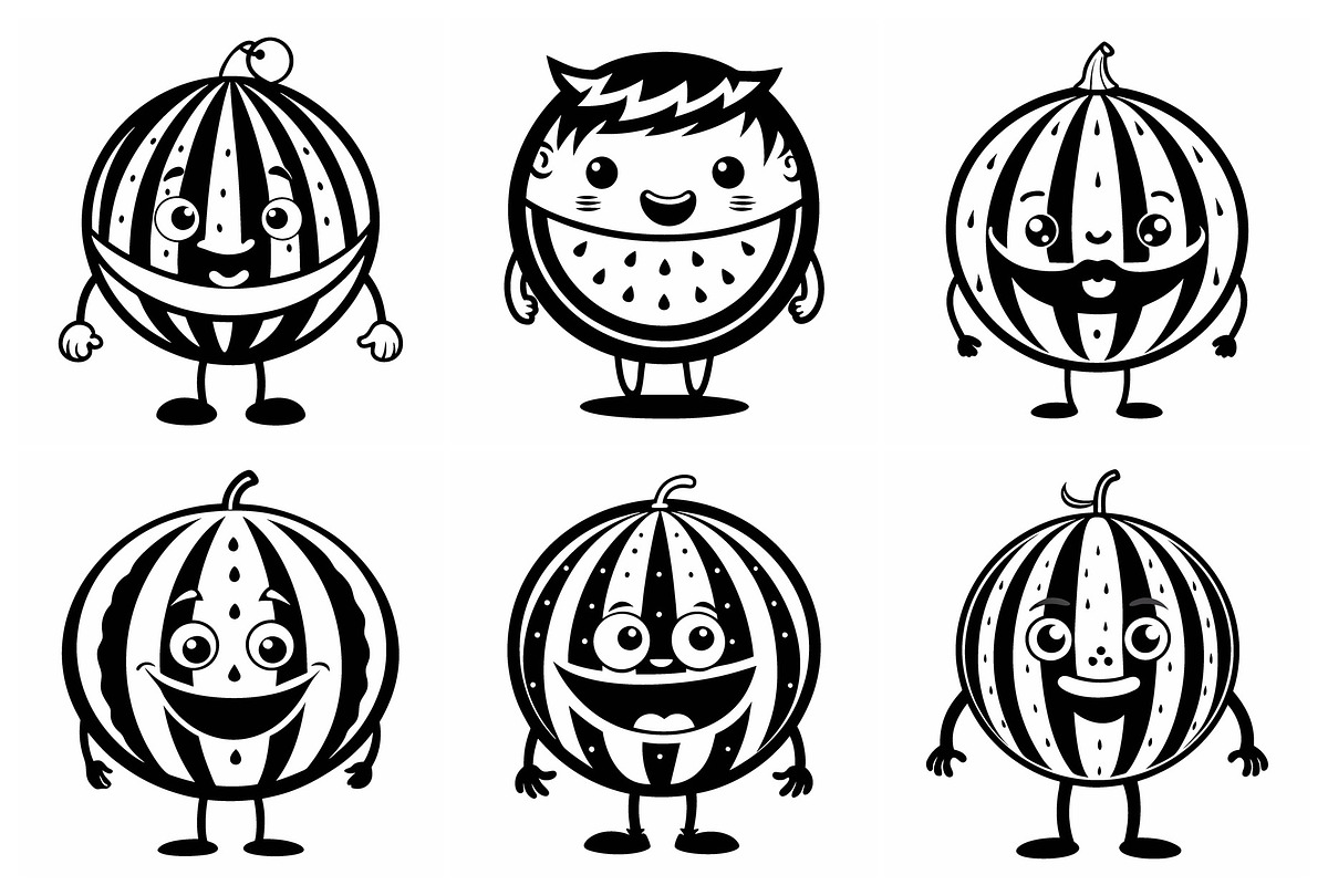 Funny cartoon watermelons, an Object Graphic by Billah Hub