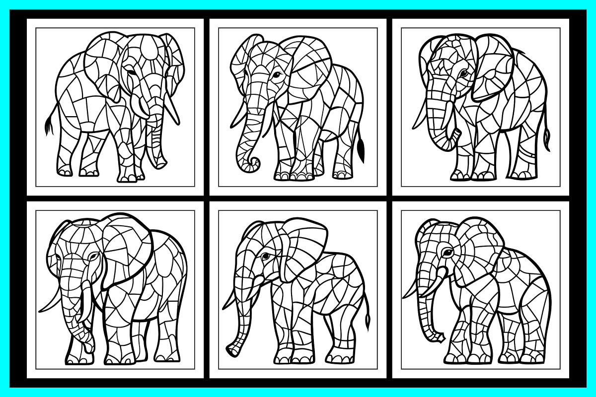 Stained Glass Elephant Coloring Page, an Animal Illustration by protabsorkar11 (Photo 2 of 6)