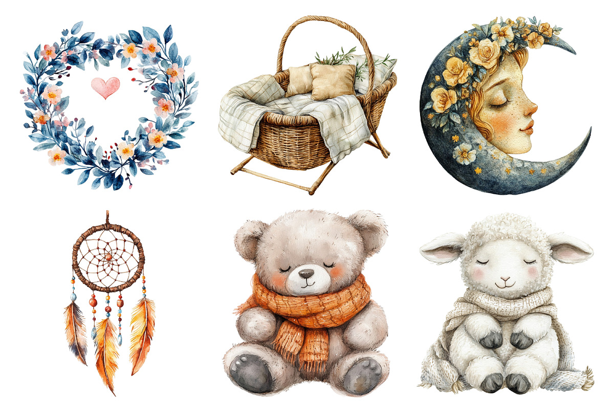 Baby Shower Boho Nursery Clipart, an Illustration by Daily.Designs (Photo 2 of 5)