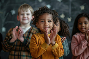 Multiethnic childrens clapping hands, a Person Photo by AlyaAnd