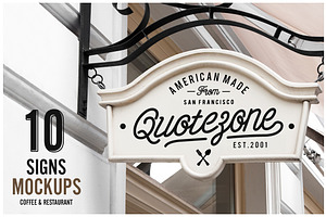10 Signs Mockup Restaurant & Coffee