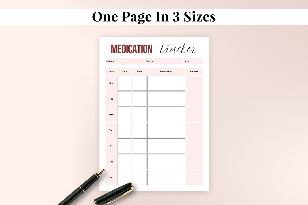 Printable Daily Medication Tracker, a Stationery Template by Snapybiz (Photo 5 of 10)