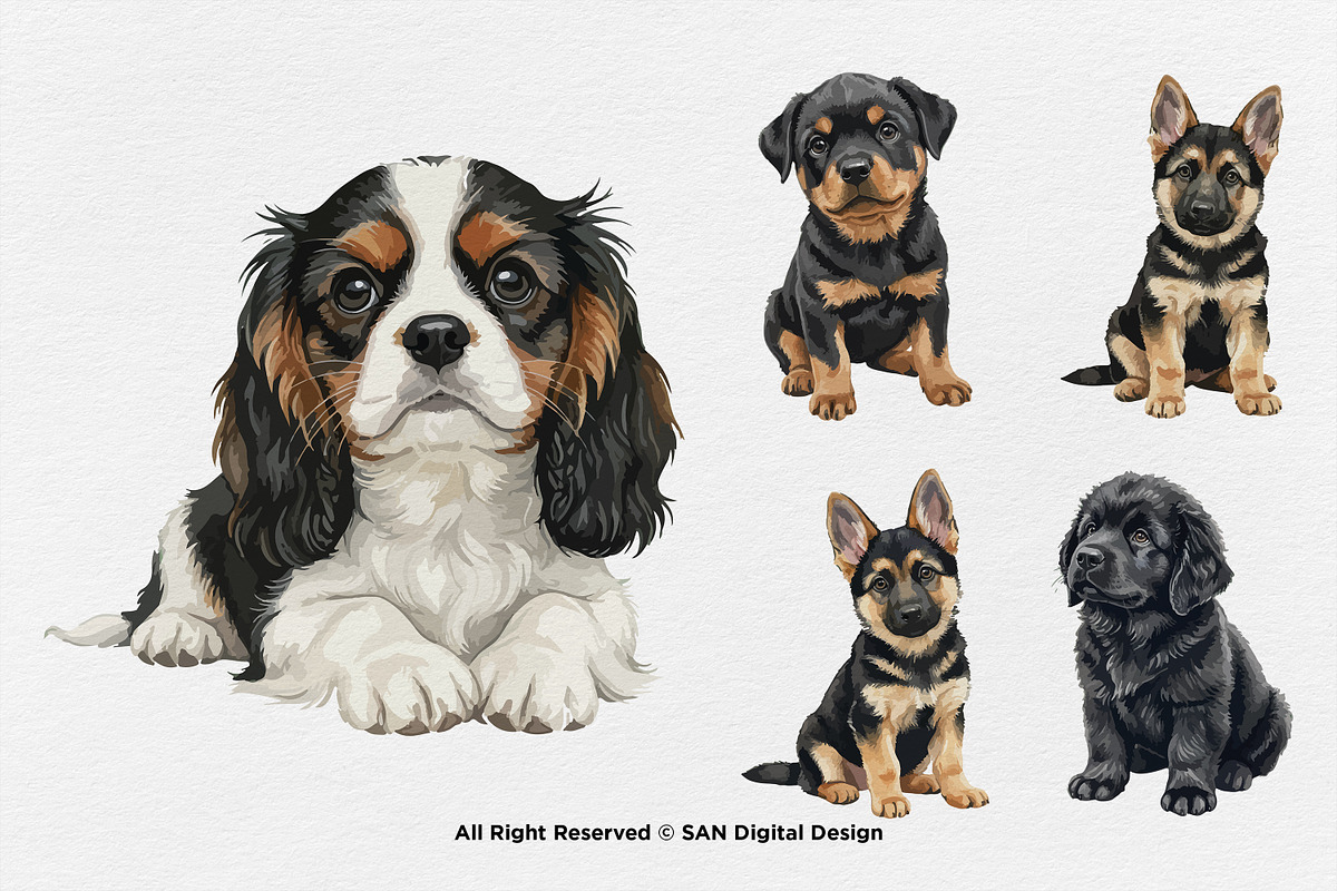 15 Bundle Watercolor Cute Dog Fluffy, an Animal Illustration by Morspective (Photo 7 of 8)