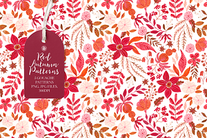 Red Autumn Gouache Patterns