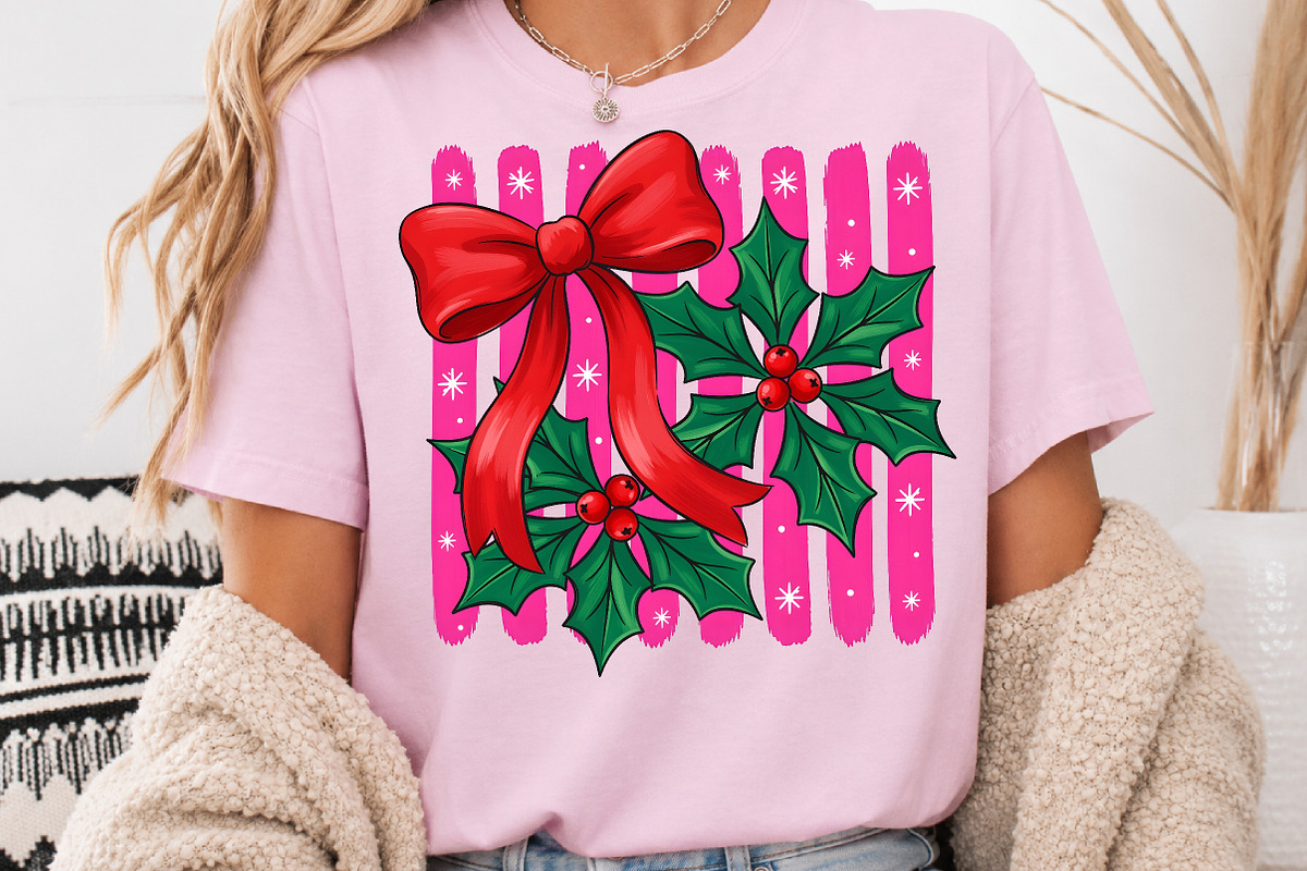 Coquette Red Christmas Bow Holly PNG, a Seasonal Illustration by Rose Art (Photo 3 of 4)