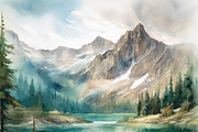 Watercolor Mountain Landscape, a Background Graphic by Printable Treasure (Thumbnail 3 of 7)