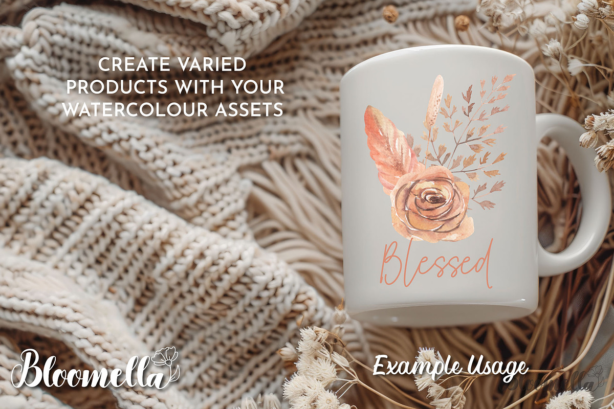 Boho Watercolour Clipart Elements, a Decorative Illustration by Bloomella (Photo 6 of 6)