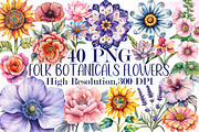 Pastel Folk Art Botanicals Flowers P, an Illustration by Sublimation Artist (Thumbnail 1 of 6)