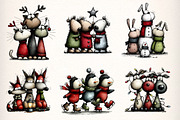 Whimsical Christmas Animals Clipart, an Illustration by Dream Creation (Thumbnail 5 of 8)