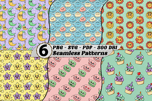 Kawaii Character Seamless Patterns, a Pattern Graphic by one-touch