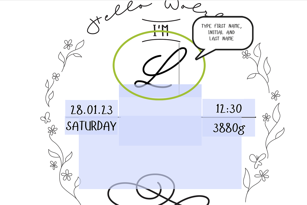 Lisa - a Baby Welcome PDF template, a Card Template by Roland Huse Design (Photo 4 of 5)