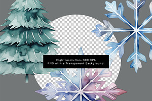 Watercolor Winter Snowflakes Clipart