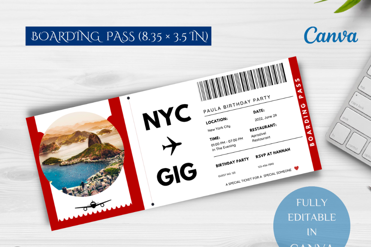 Editable Boarding Pass Template, a Card Template by YasdeyDesigns (Photo 6 of 8)