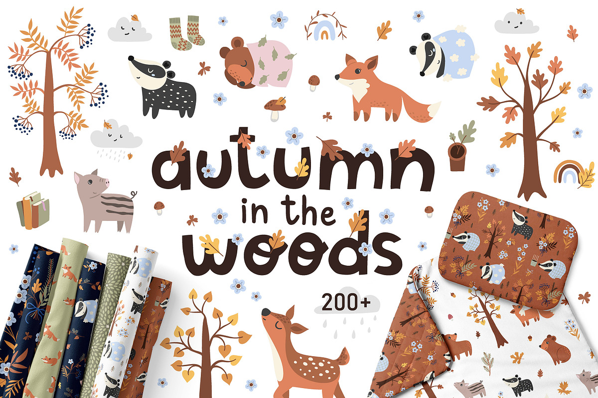Autumn Baby Animals illustrations, an Animal Illustration by OxanaTally (Photo 1 of 17)