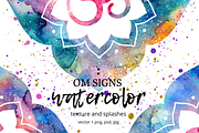 Watercolor Om Signs, a Decorative Illustration by Marina Demidova (Thumbnail 1 of 2)