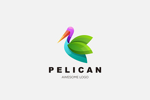 Pelican Logo Gradient Design Templat