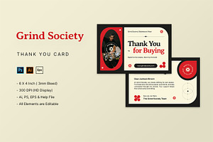 Grind Society - Thank You Card, a Print Template by StreaksideStd