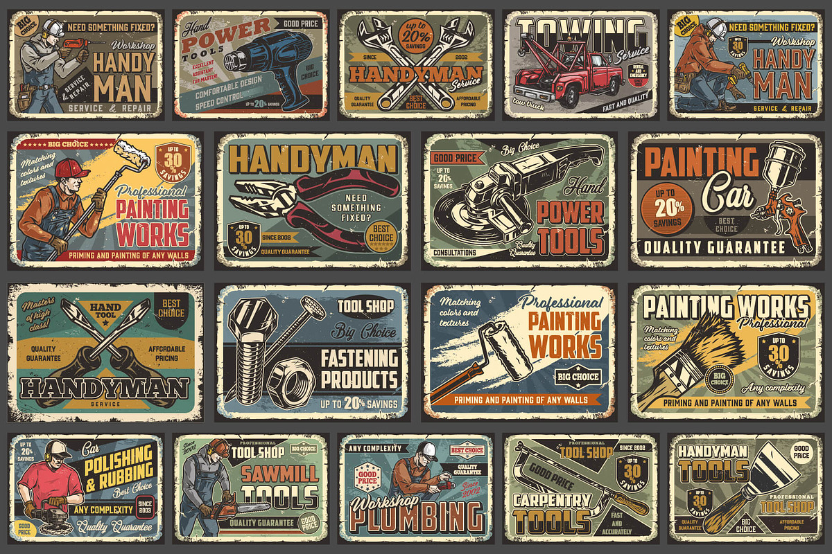 50 Handymen Retro posters, a Brochure Template by DGIM studio (Photo 3 of 7)