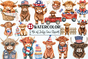 4Th of July Cute Highland Cow Clipar, a Seasonal Illustration by Rose Art (Thumbnail 1 of 4)
