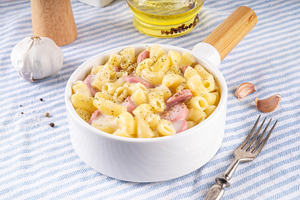 Macaroni and Cheese with Hot Dog Slices, a Food & Drink Photo by Rimma